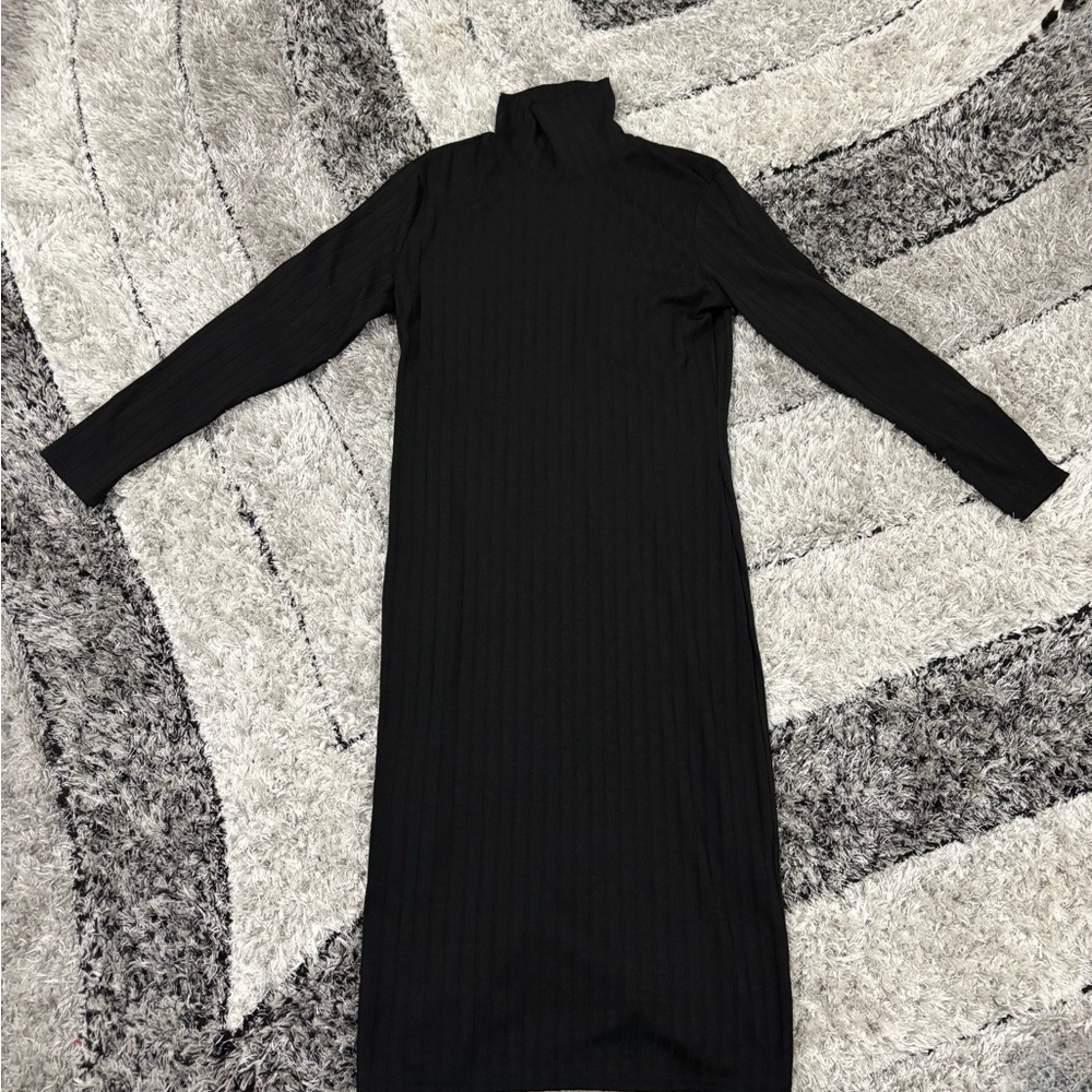 Elegant Black Turtleneck Dress